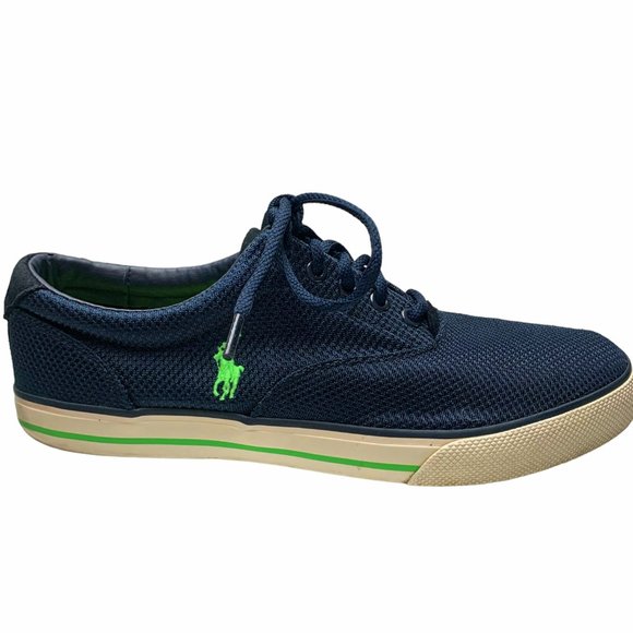 POLO RALPH LAUREN Vaughn Blue Dotted Mesh Skate Sneakers - Picture 3 of 10